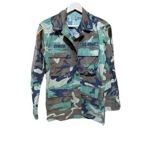 US Army Woodland Camo Shirt Flag Airborne Size XS EUC